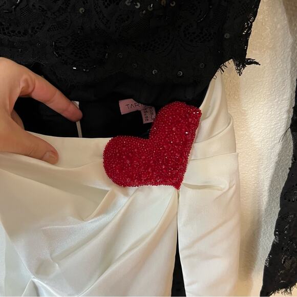 Tarik Ediz Canisa Queen of Hearts lace satin black white two piece dress NEW 2 - Picture 7 of 10